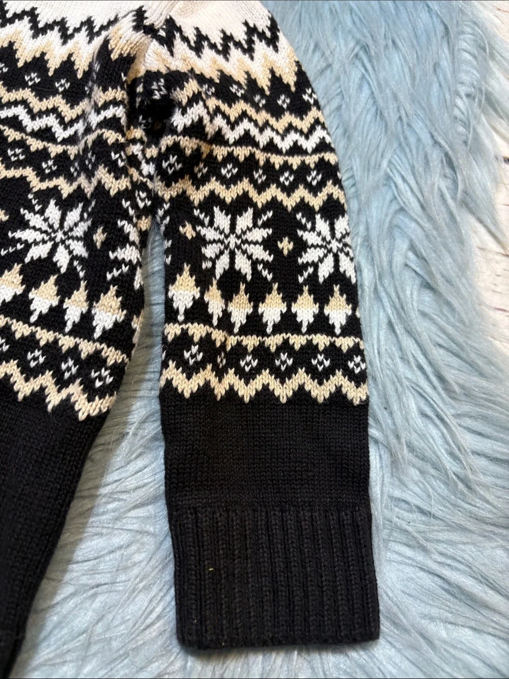 The Children’s Place Half-Zip Fair Isle Knit Pullover Sweater - Black & White 3T